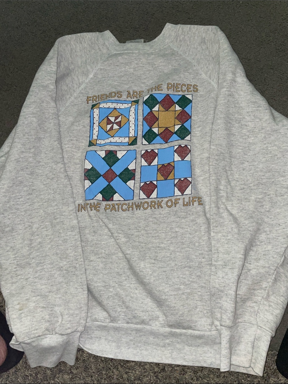 Tultex Light Gray Crewneck Sweatshirt w/Friends are the Patchwork of LifeGraphic